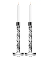 Orrefors Carat Stainless Steel Candlestick, Pair