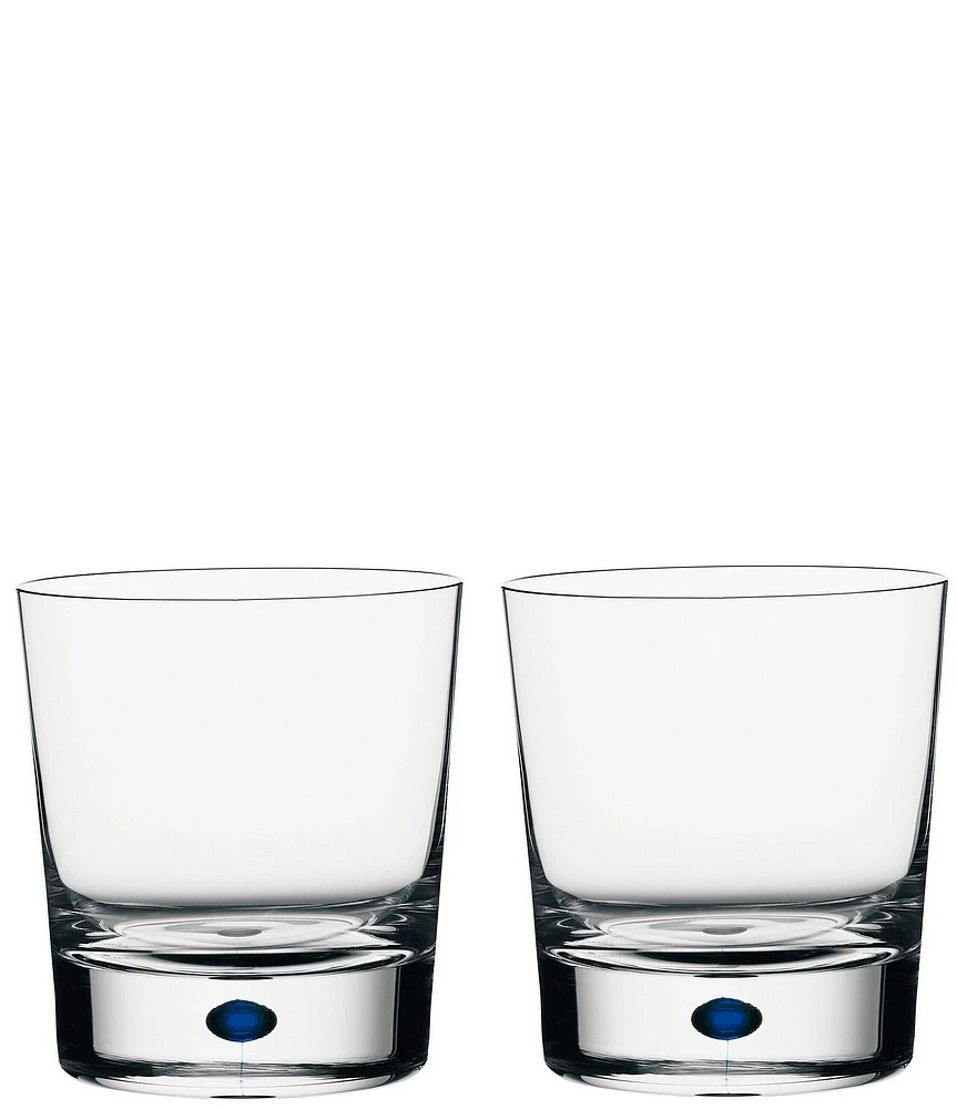 Orrefors Intermezzo Blue Drop Double Old Fashioned Glass, Set of 2