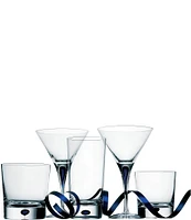 Orrefors Intermezzo Blue Drop Martini Glass, Pair