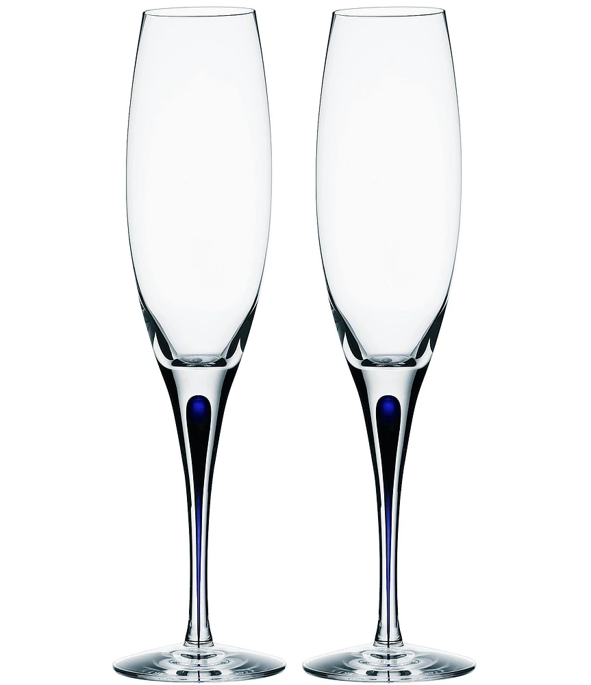 Orrefors Intermezzo Blue Flutes, Set of 2