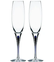 Orrefors Intermezzo Blue Flutes, Set of 2