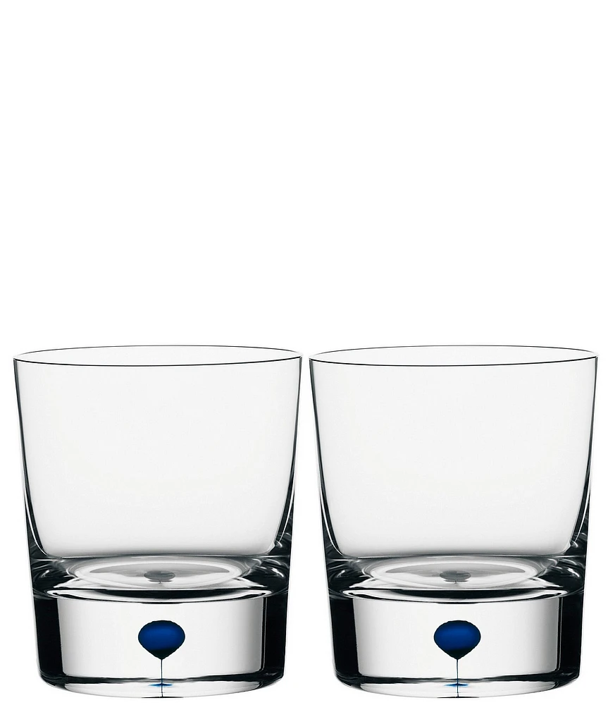 Orrefors Intermezzo Blue Old Fashioned Whiskey Glass, Pair