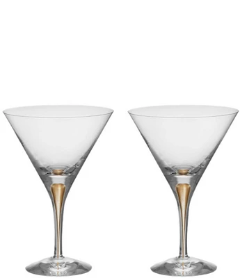 Orrefors Intermezzo Gold Martini Glasses, Set of 2