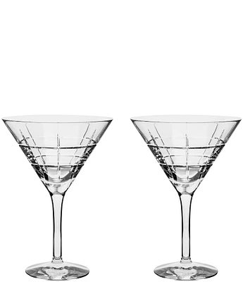 Orrefors Street Hand-Cut Crystal Martini Glass, Set of 2