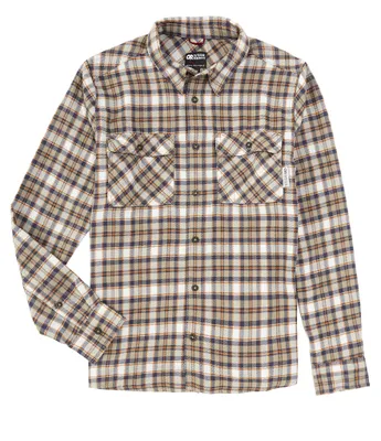 Outdoor Research Performance Stretch Feedback Flint Plaid Flannel Twill Long Sleeve Woven Shirt