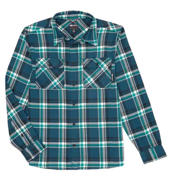 Outdoor Research Performance Stretch Feedback Harbor Plaid Flannel Twill Long Sleeve Woven Shirt