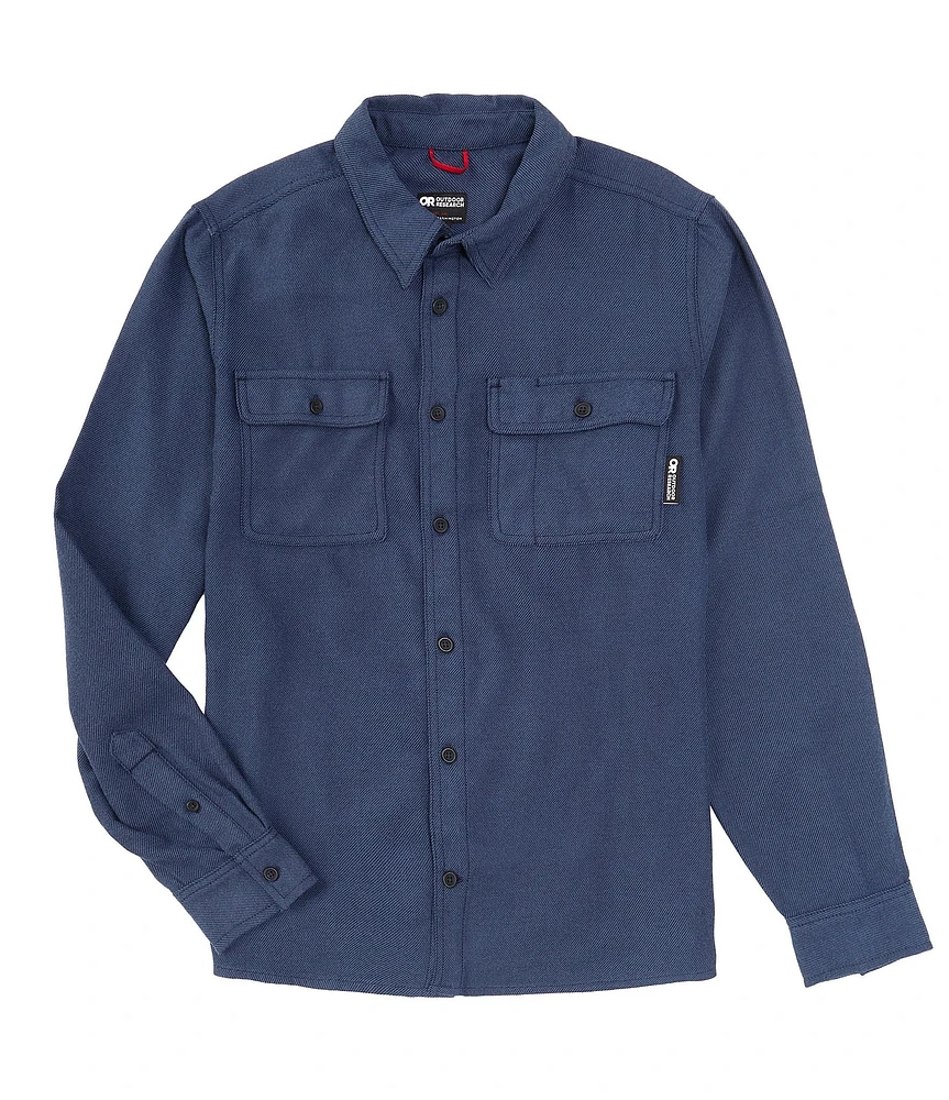 Outdoor Research Performance Stretch Solid Feedback Flannel Twill Long Sleeve Woven Shirt