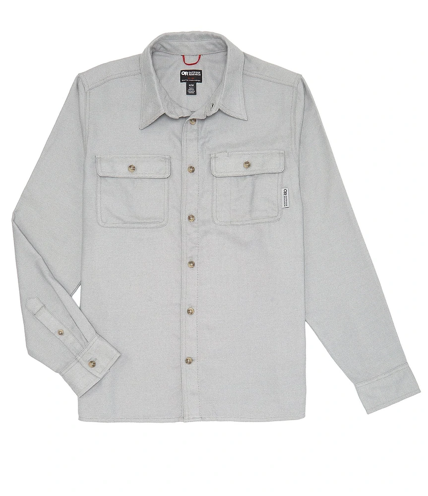 Outdoor Research Performance Stretch Solid Feedback Flannel Twill Long Sleeve Woven Shirt
