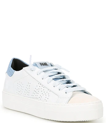 P448 Thea Celeste Crinkle Leather Platform Sneakers