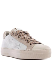 P448 Thea Cloud Low Top Leather Lace Up Platform Sneakers