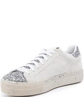 P448 Thea Glitterfine Low Top Leather Platform Sneakers