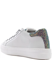 P448 Thea Leather Glitter Lace-Up Sneakers