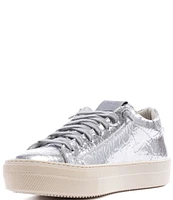 P448 Thea Low Top Metallic Leather Lace Up Platform Sneakers