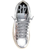 P448 Thea Low Top Metallic Leather Lace Up Platform Sneakers