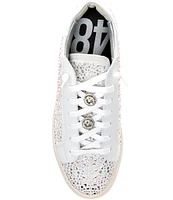 P448 Thea Strass Low Top Embellished Leather Lace Up Platform Sneakers