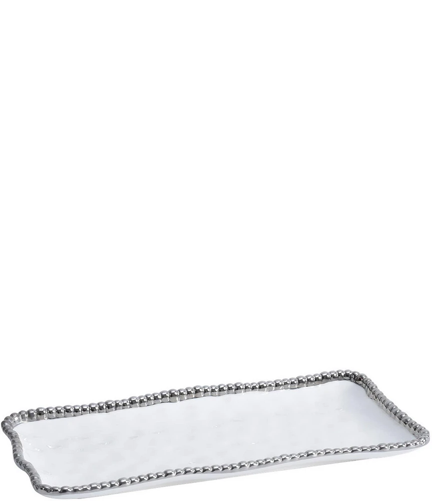 Pampa Bay Salerno Silver Porcelain Medium Rectangular Serving Tray