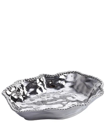 Pampa Bay Verona Silver Porcelain Large Shallow Serving Bowl