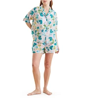 Papinelle Audrey Lightweight Woven Short Sleeve Notch Collar Shorty Pajama Set