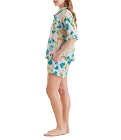 Papinelle Audrey Lightweight Woven Short Sleeve Notch Collar Shorty Pajama Set
