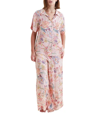Papinelle Bailey Short Sleeve Floral Notch Collar Pant Pajama Set