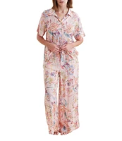 Papinelle Bailey Short Sleeve Floral Notch Collar Pant Pajama Set