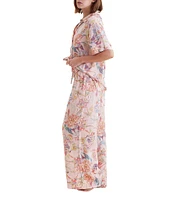 Papinelle Bailey Short Sleeve Floral Notch Collar Pant Pajama Set