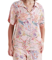 Papinelle Bailey Short Sleeve Floral Notch Collar Pant Pajama Set