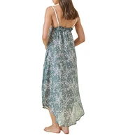 Papinelle Cherry Blossom Lightweight Lace Front Sleeveless Maxi Nightgown