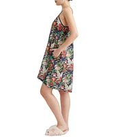 Papinelle Clara Woven Sleeveless Scoop Neck Floral Print Nightgown