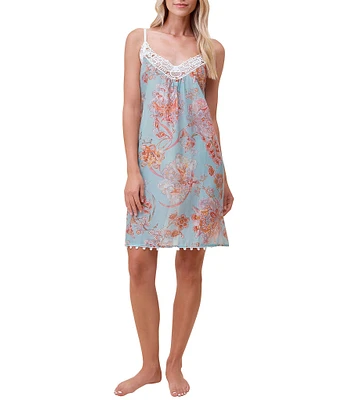 Papinelle Coco Sleeveless V-Neck Woven Floral Print Nightgown