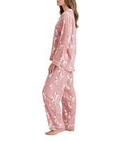 Papinelle Cozy Floral Long Sleeve Notch Collar Pajama Set