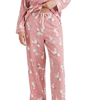 Papinelle Cozy Floral Long Sleeve Notch Collar Pajama Set