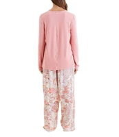 Papinelle Ella Cozy Solid Knit Top & Woven Paisley Print Pant Pajama Set