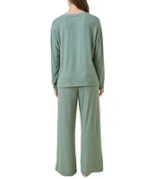 Papinelle Feather Knit Long Sleeve V-Neck Long Pajama Set