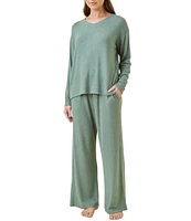 Papinelle Feather Knit Long Sleeve V-Neck Long Pajama Set