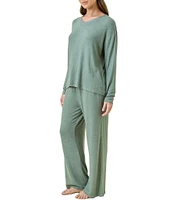 Papinelle Feather Knit Long Sleeve V-Neck Long Pajama Set