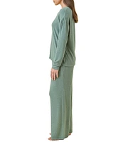 Papinelle Feather Knit Long Sleeve V-Neck Long Pajama Set