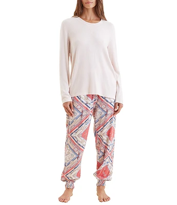 Papinelle Feather Soft Knit Top & Marine Jogger Pajama Set