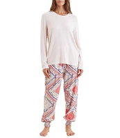 Papinelle Feather Soft Knit Top & Marine Jogger Pajama Set