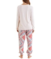 Papinelle Feather Soft Knit Top & Marine Jogger Pajama Set