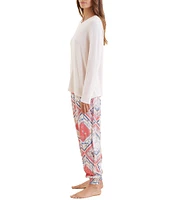 Papinelle Feather Soft Knit Top & Marine Jogger Pajama Set