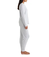 Papinelle Feather Soft Long Sleeve Top & Jogger Knit Pajama Set