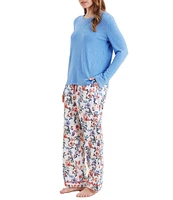 Papinelle Harper Feather Soft Knit Long Sleeve Top & Cozy Printed Pant Pajama Set