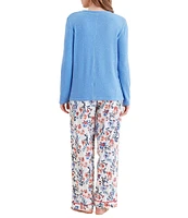 Papinelle Harper Feather Soft Knit Long Sleeve Top & Cozy Printed Pant Pajama Set