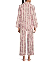 Papinelle Helena Cozy Floral Striped Chest Pocket Notch Collar Long Sleeve Full-Length Pajama Set