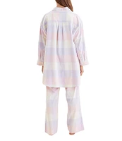 Papinelle Long Sleeve Notch Collar Woven Plaid Pajama Set