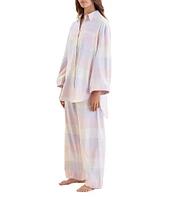 Papinelle Long Sleeve Notch Collar Woven Plaid Pajama Set