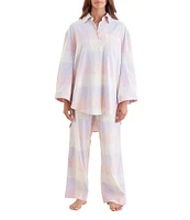 Papinelle Long Sleeve Notch Collar Woven Plaid Pajama Set