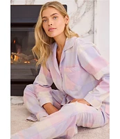 Papinelle Long Sleeve Notch Collar Woven Plaid Pajama Set