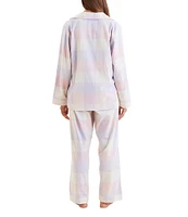 Papinelle Long Sleeve Notch Collar Woven Plaid Pajama Set